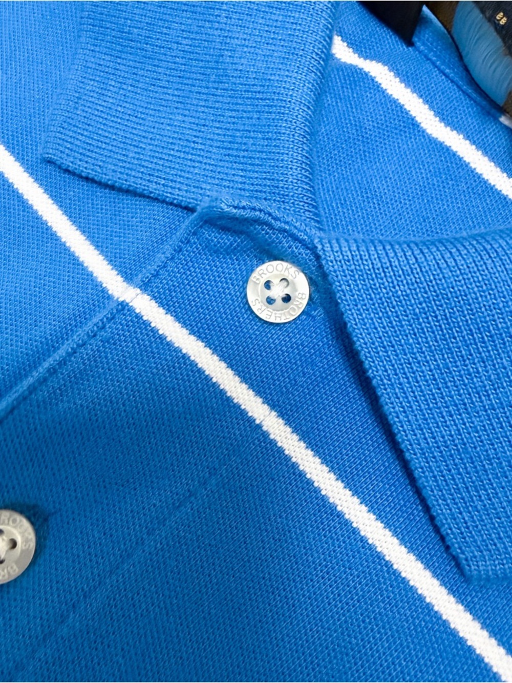 Brooks Brothers Blue White Stripe Pique Slim Fit Short Sleeve Polo New XS - Picture 3 of 8